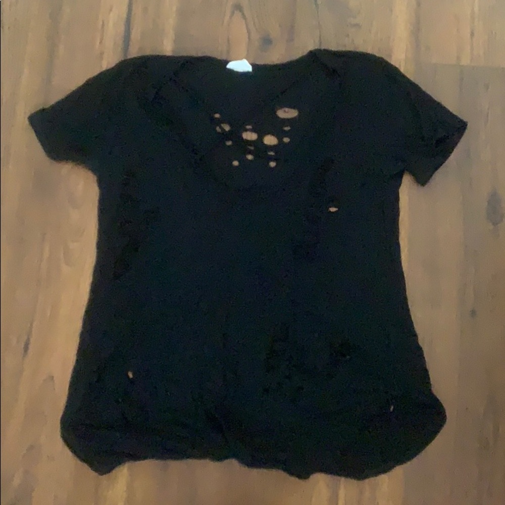 Black ripped Tee